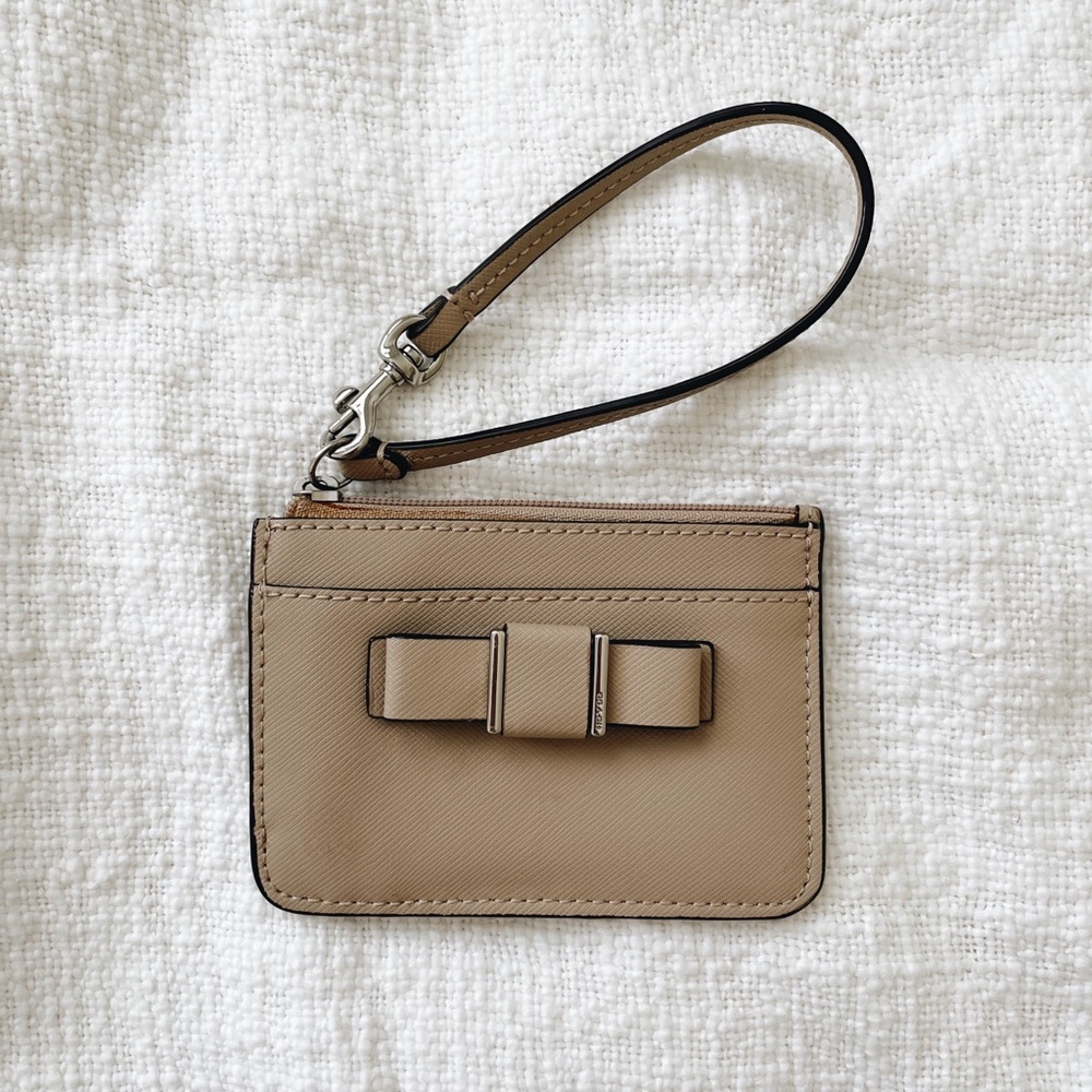 Coach leather card holder wallet with bow detail